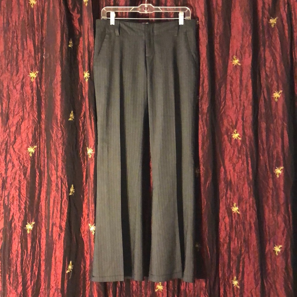 Dark gray pinstriped trousers
